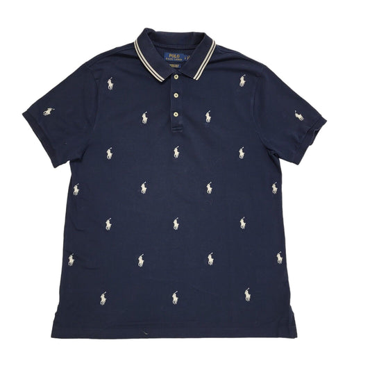Polo Ralph Lauren Vintage 90's Blue Short Sleeve Polo Shirt Mens Size L