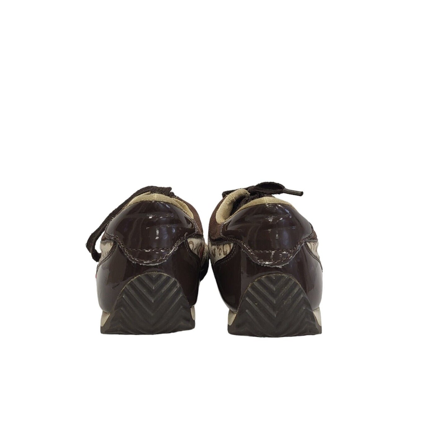 Guess Brown Patent Leather Canvas Trainers Women's Uk 4.5 Eu 37.5