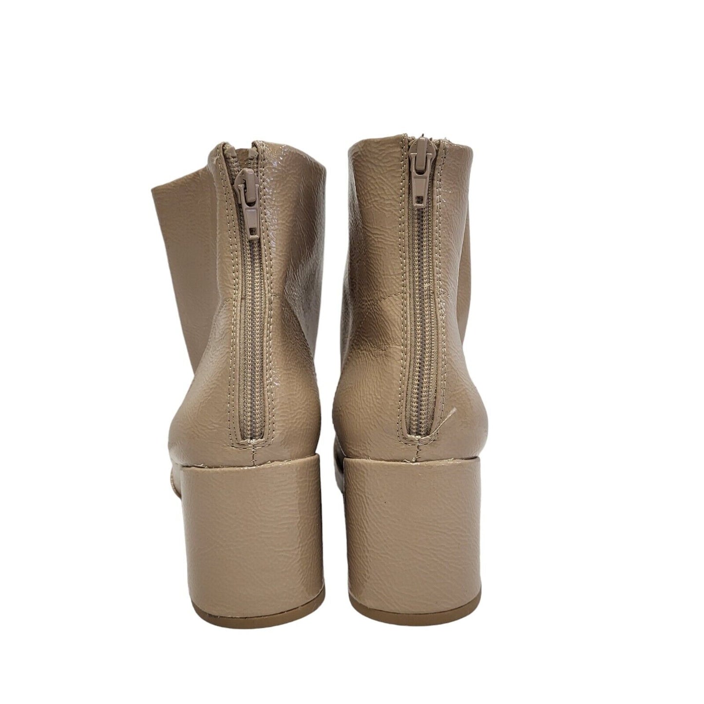 New Look Beige Back Zip Faux Leather Ankle Boots Women's Uk Size 7 Eu 40