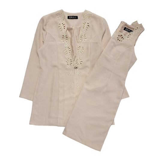 Debut 80s Vintage Pink 2 Piece Dress Suit Uk Women's Size 14
