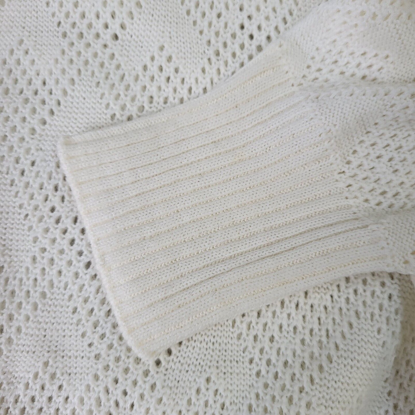Vintage 80s Cream Roll Neck Long Sleeve Knitted Jumper Uk Women's Size 8/10