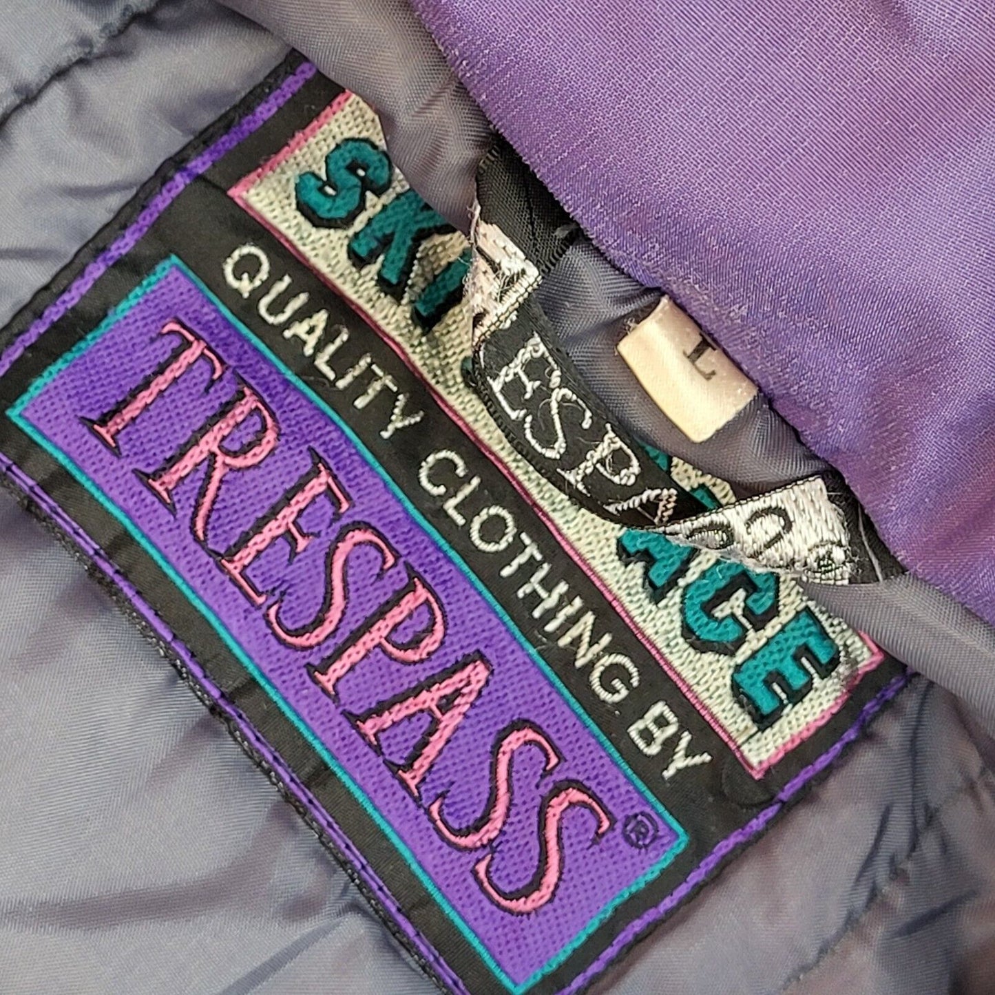 Trespass Vintage 90's Grey & Purple Ski Jacket UK Men's Size Large