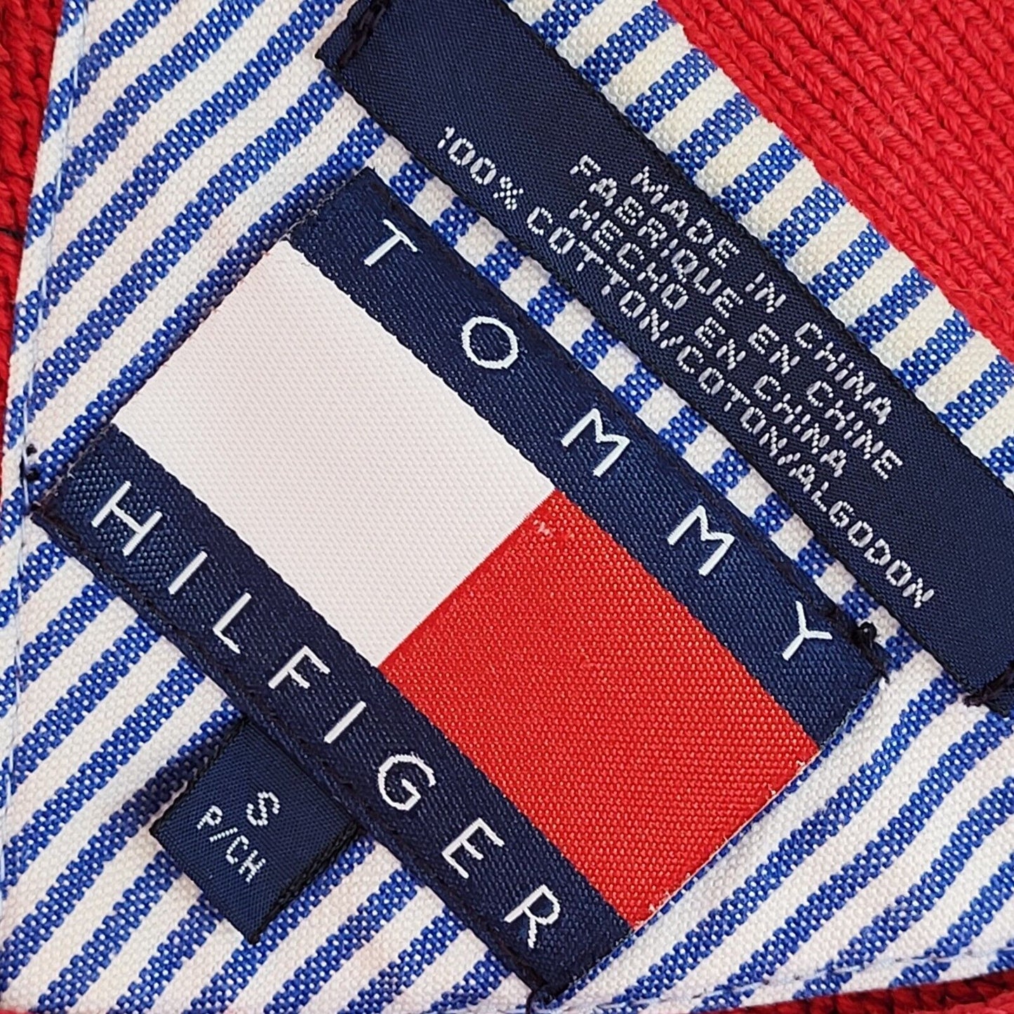 Tommy Hilfiger Red Y2k V-Neck Jumper Uk Men's Size Small