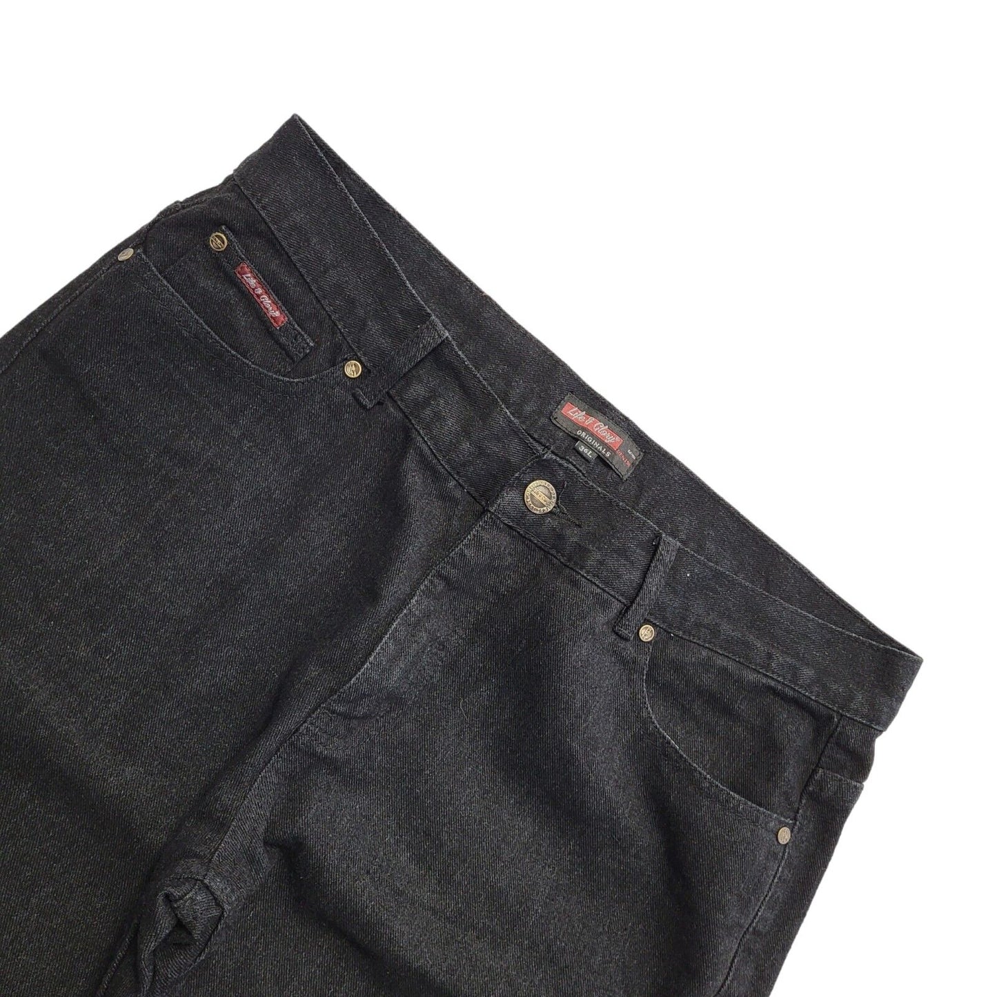 Life Of Glory Black Y2k Straight Denim Jeans Uk Men's Size XL W36 L33
