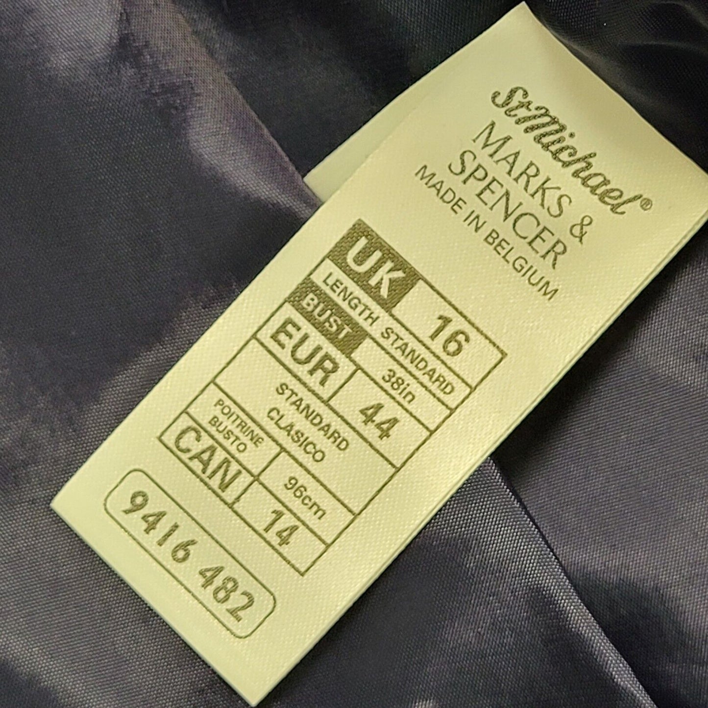 Marks & Spencer Vintage 90s Navy Blue Button Over Coat Women's Size 16 Bnwt