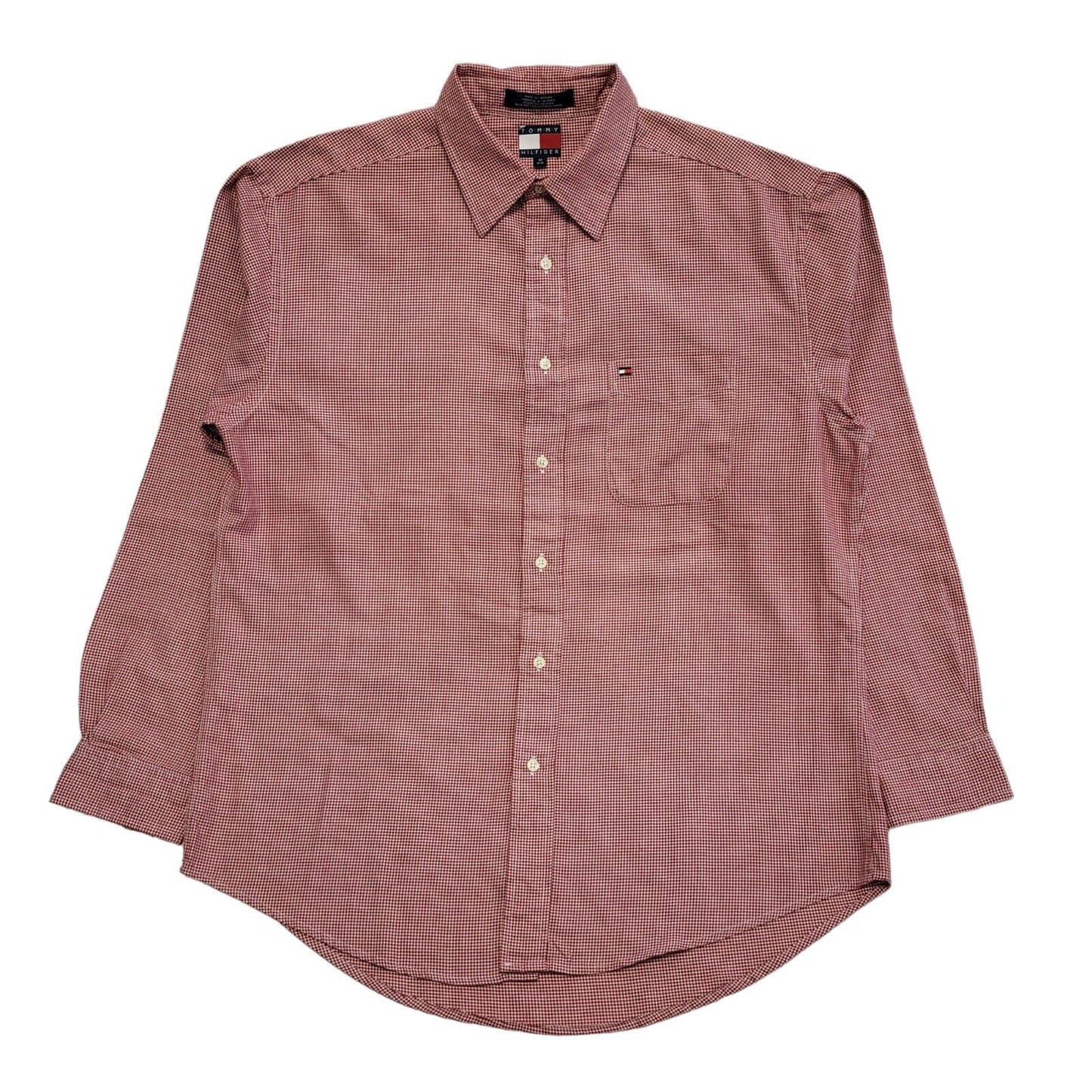 Tommy Hilfiger Vintage Y2k Red Check Long Sleeve Shirt Men's UK M