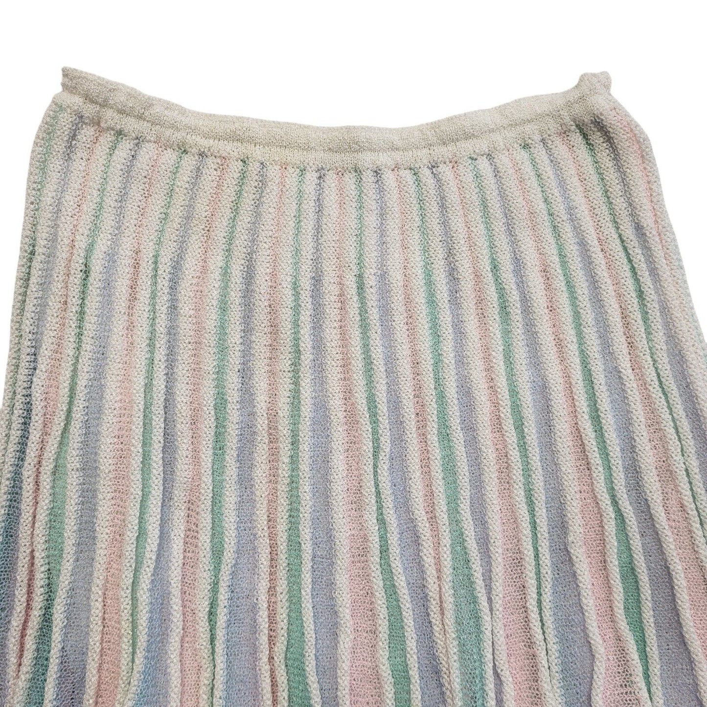 Vintage 80's Multicoloured Striped Midi Skirt Womens UK Size 12 W30