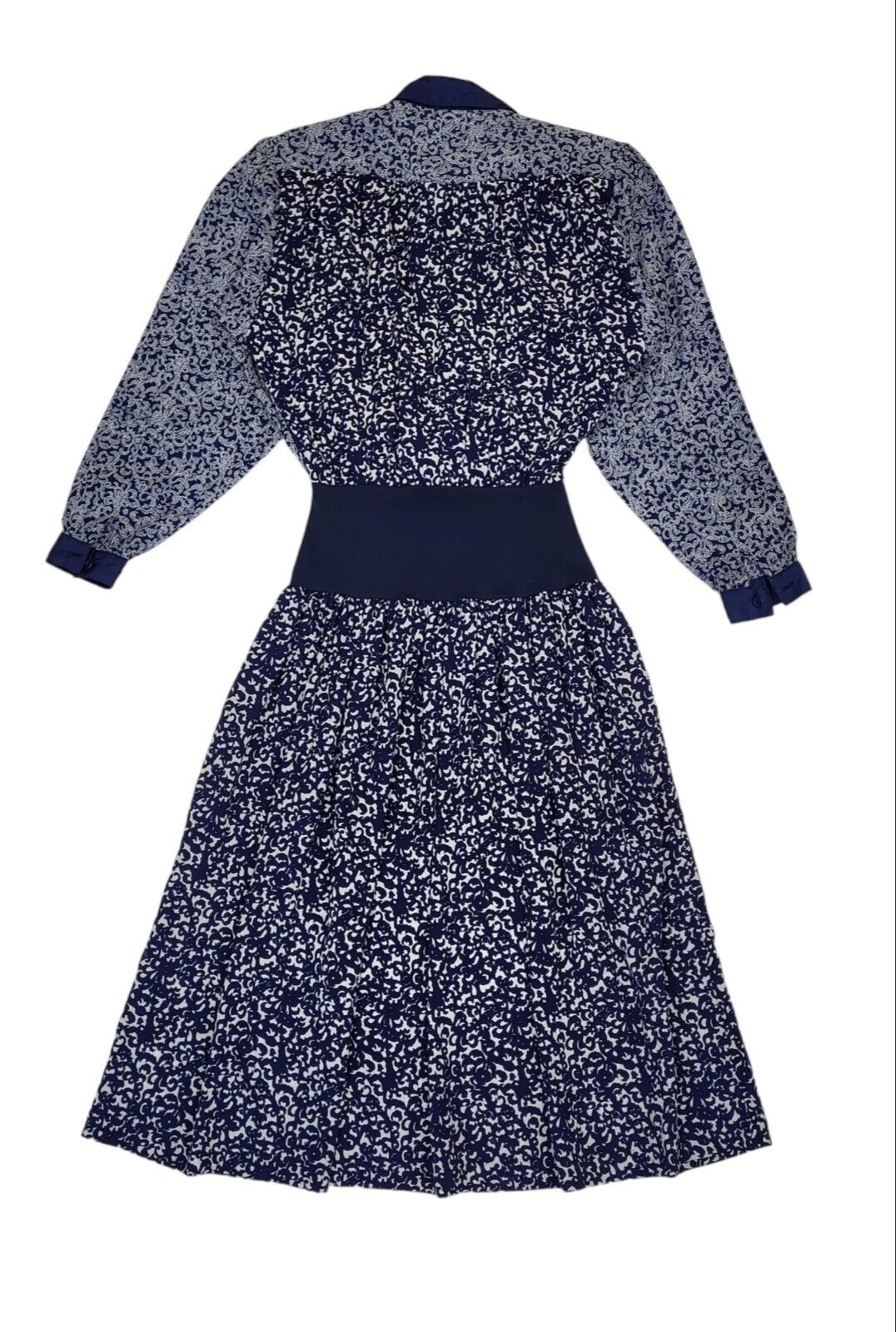 80s Vintage Sally Browne Australia Blue Shirt A-Line Daywear Dress Women's 12