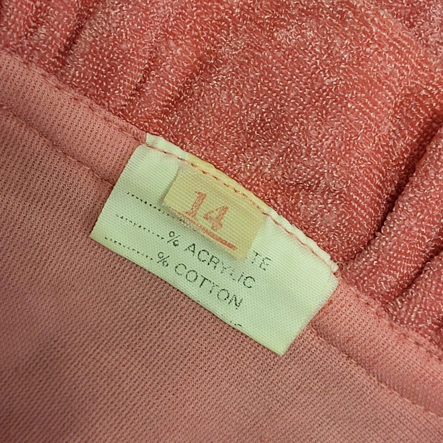 70s Vintage Pink Tied Waist Fit & Flare Acrylic Daywear Dress Women's Size 12-14