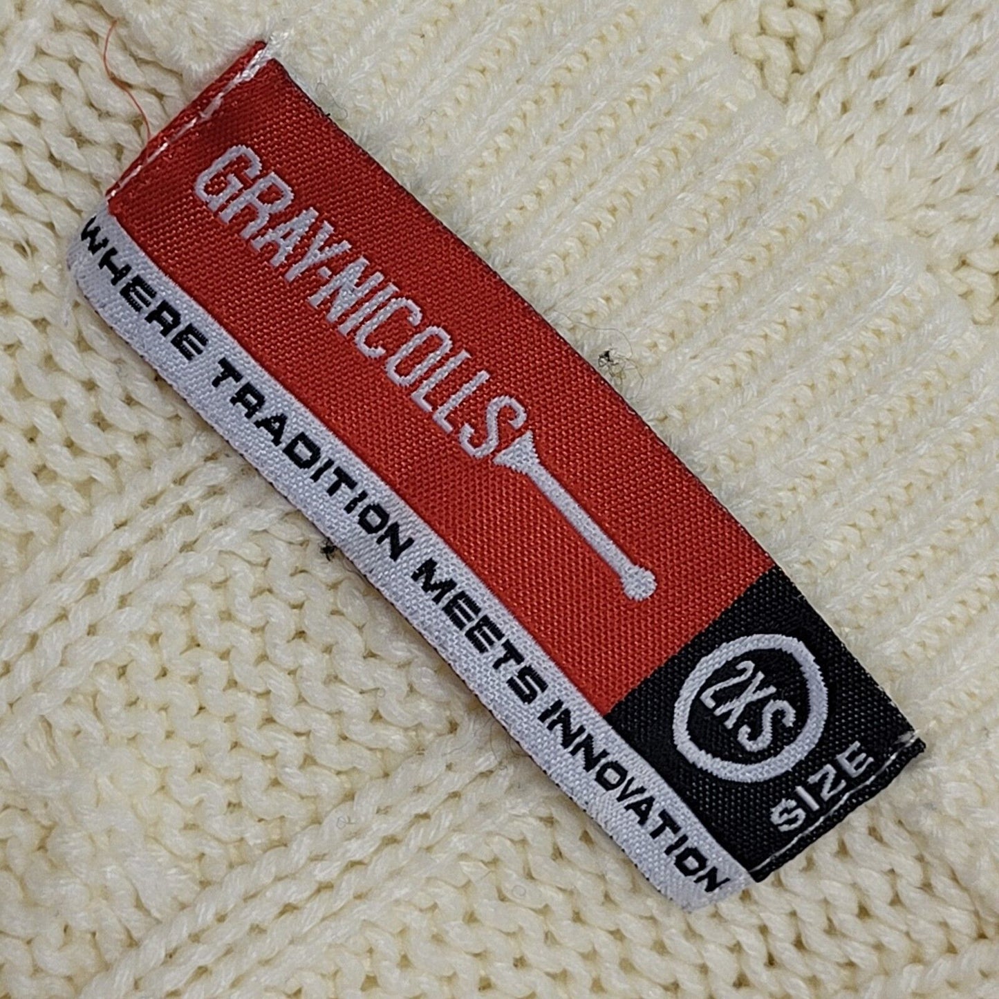 Grey Nicolls Vintage 80's Cricket Cream V-Neck Knitted Jumper Mens UK Size XS