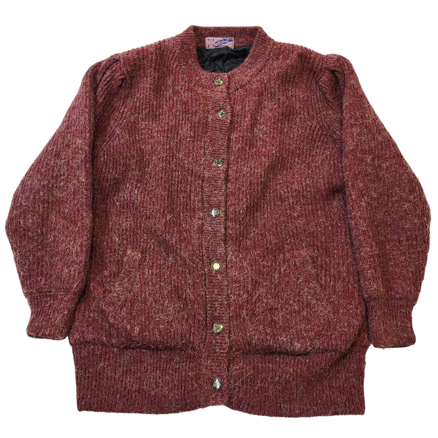80s Vintage Red Wool Lined Button Up Cardigan Jacket Women's Size 18