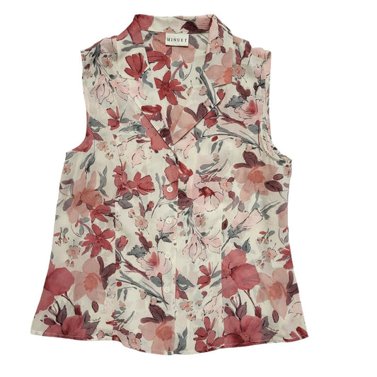 Minuet Pink & White Floral Vintage 90's Sleeveless Shirt Womens UK Size 14