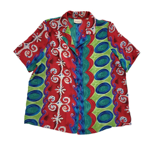 Richards Vintage 90's Multicoloured Button Up Short Sleeve Womens Shirt Size 18