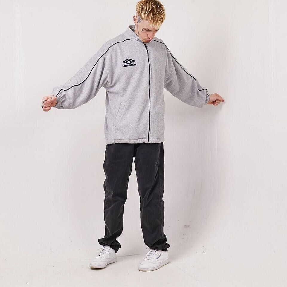Umbro Grey Vintage 90's Fleece Track Top Jacket UK Men's Size XL