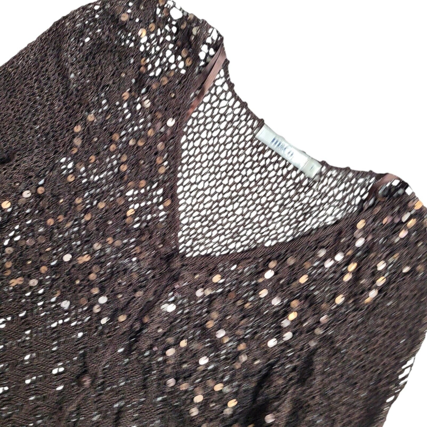 M&Co Brown Vintage 90's Sequin Knitted Cardigan UK Women's Size L