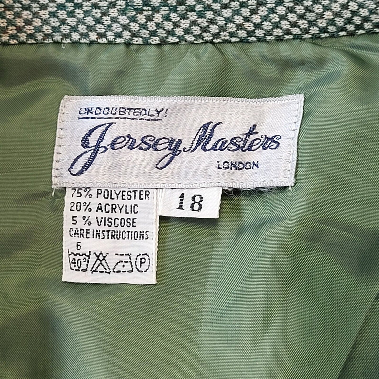 Jersey Masters 70s Vintage Green Button-Up Jacket Women's Size 18