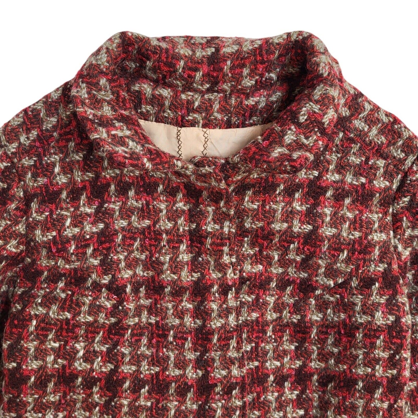 Vintage 90s Pink Button Check Wool Jacket Uk Women's Size Medium