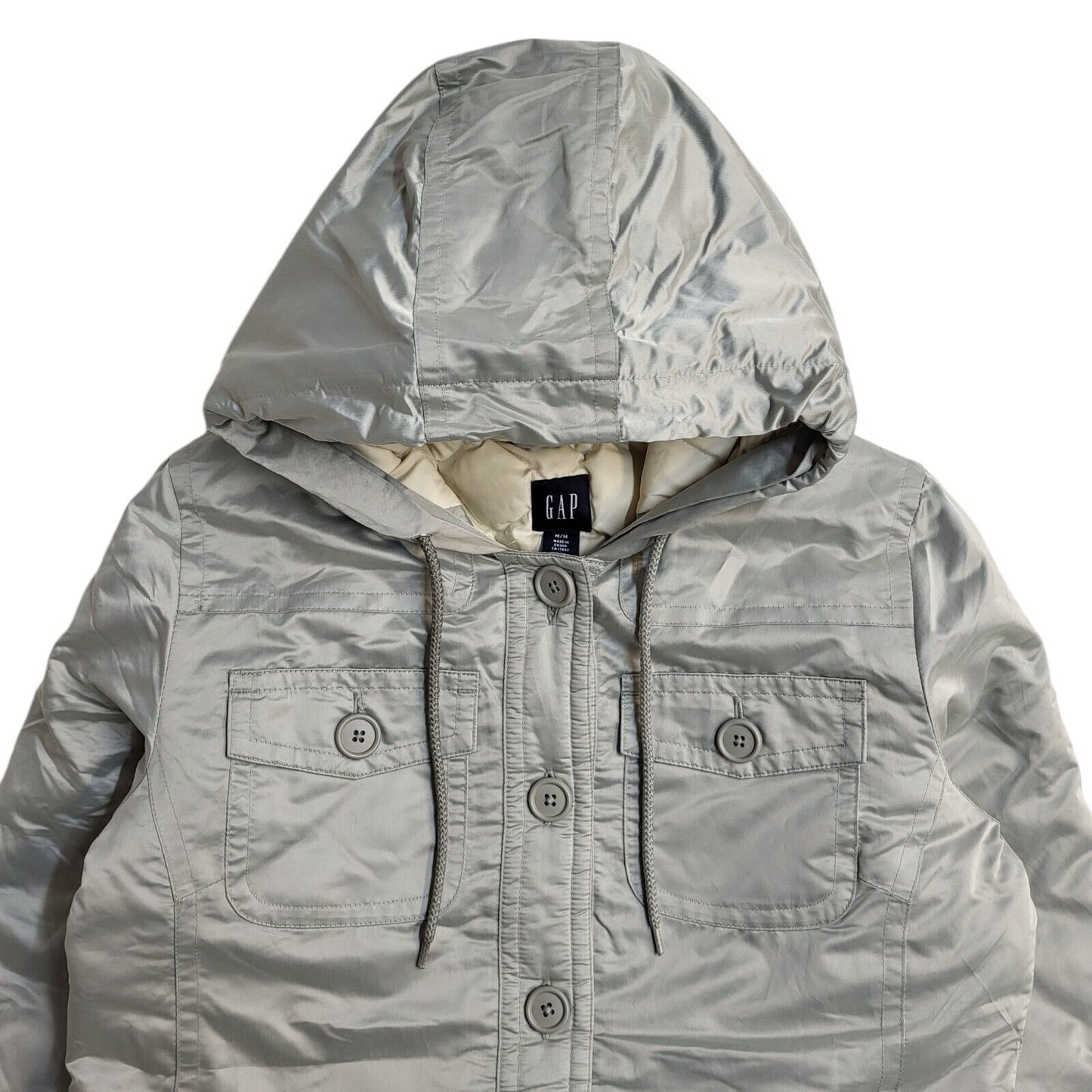 Gap Vintage Y2k Grey Hooded Jacket Uk Women's Size Medium