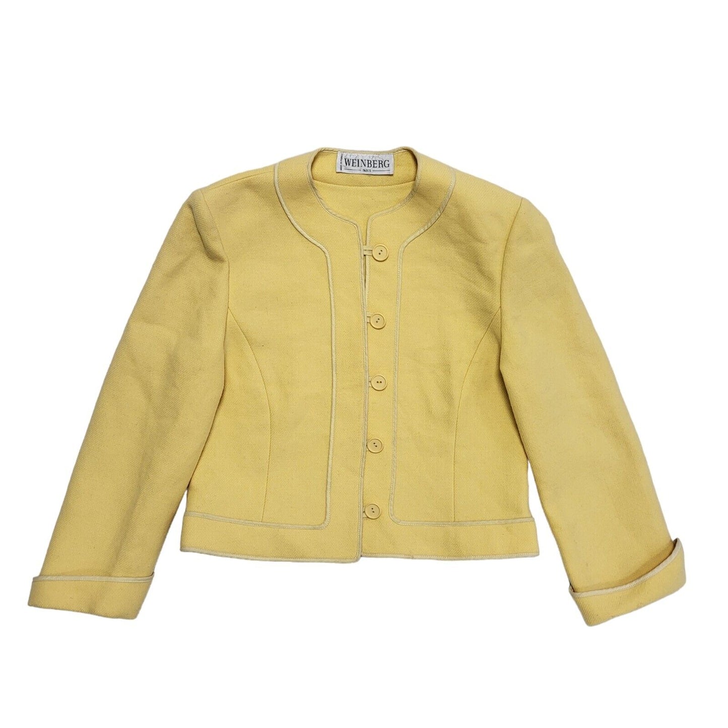 Weinberg Yellow 80s Vintage Button Dress Jacket Uk Women's Size 12