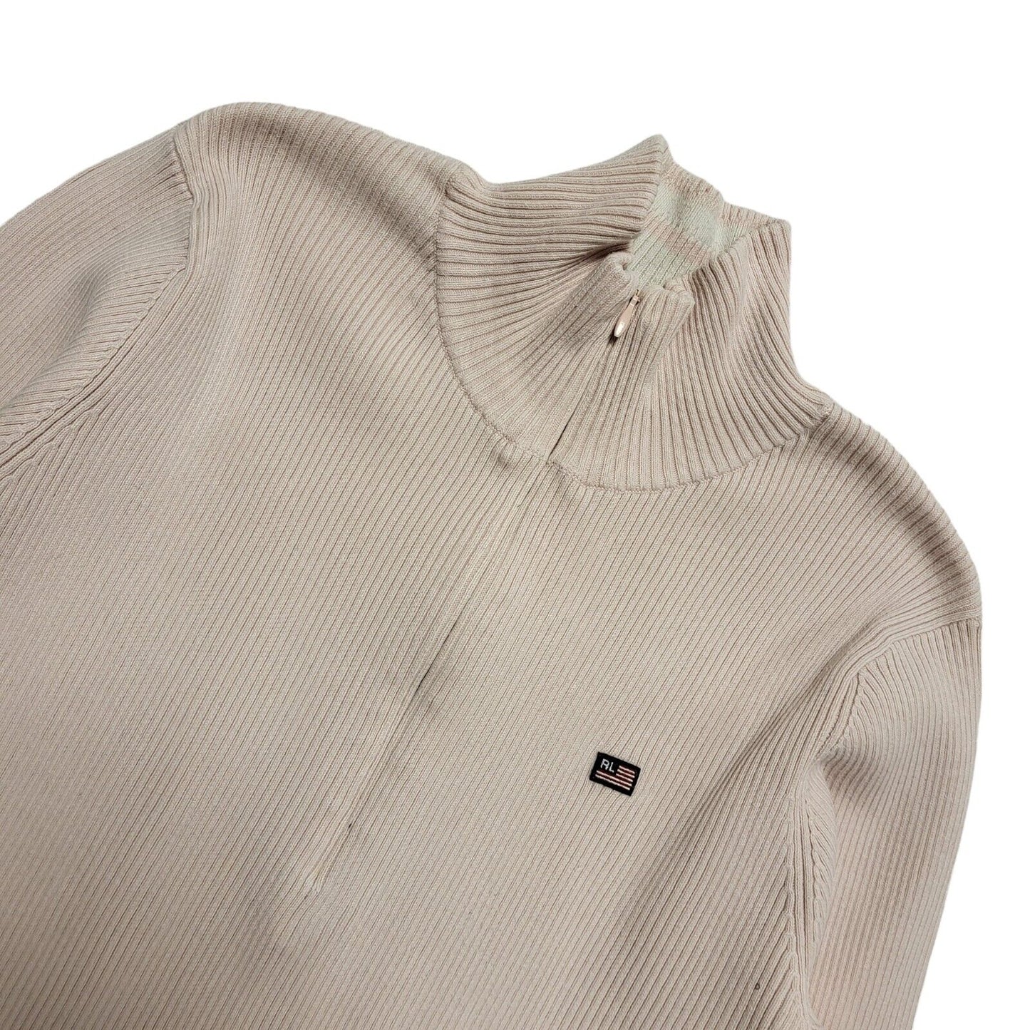 Ralph Lauren Y2K Pink 1/4 Zip High Neck Jumper Womens UK Size L