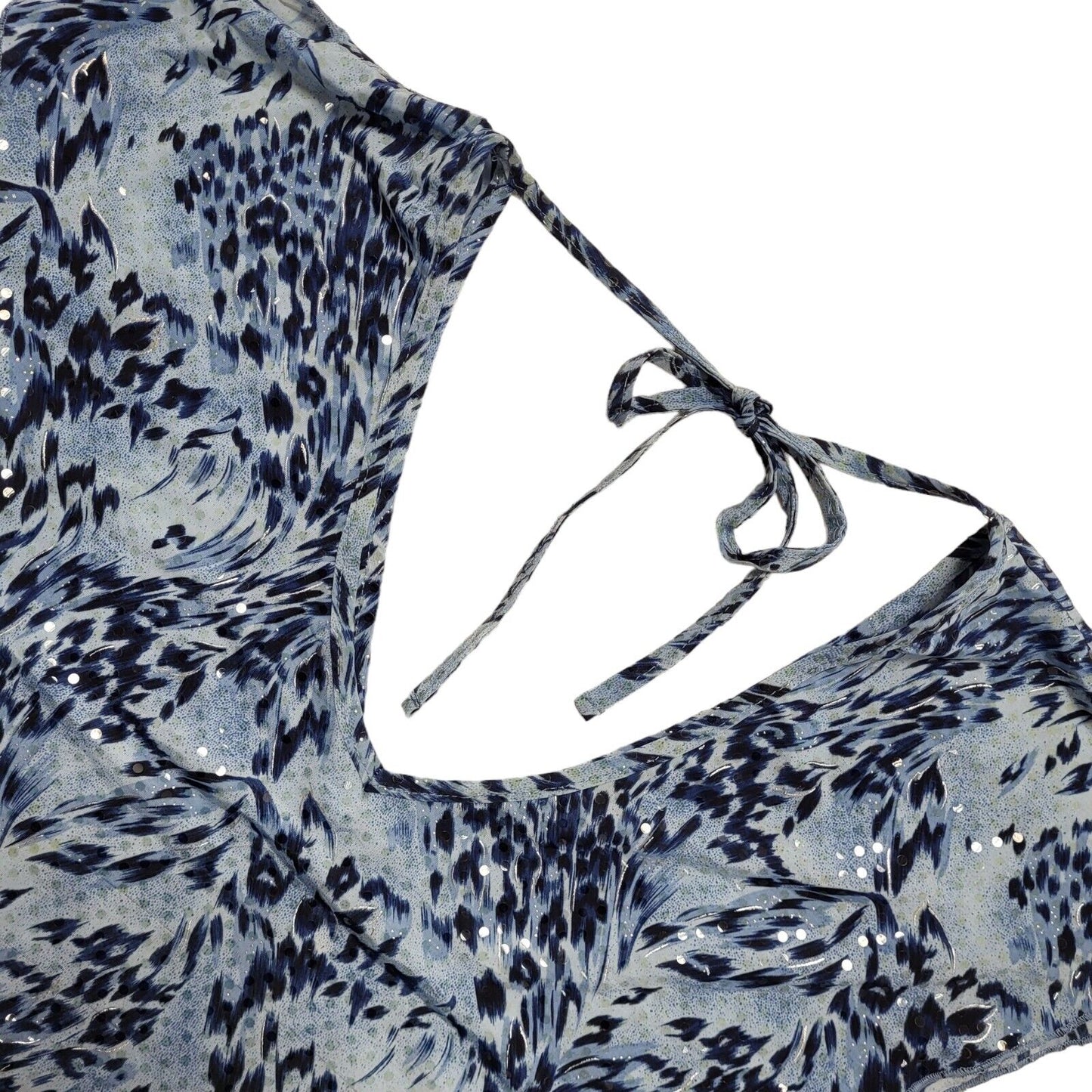 Vintage 90s Blue Abstract Sleeveless Blouse Uk Women's Size 16