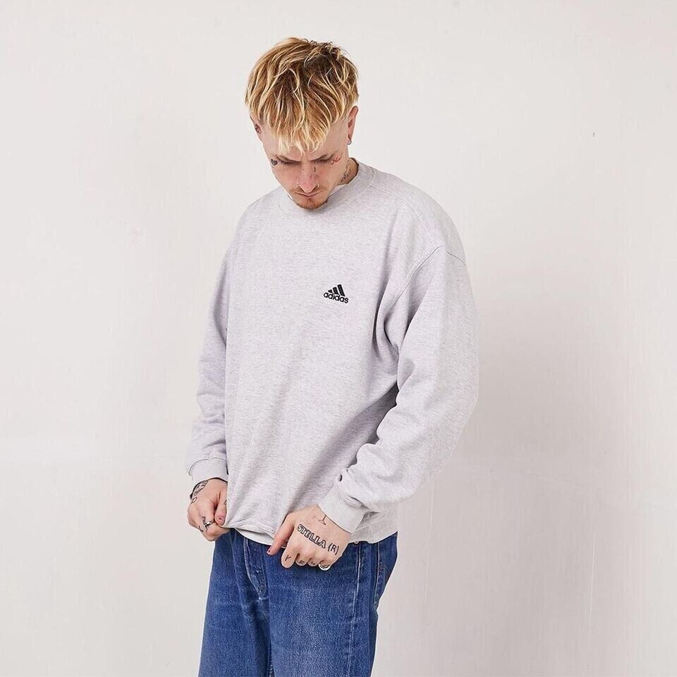 Adidas Grey Vintage 90s Sweatshirt Uk Men's Size 2XL