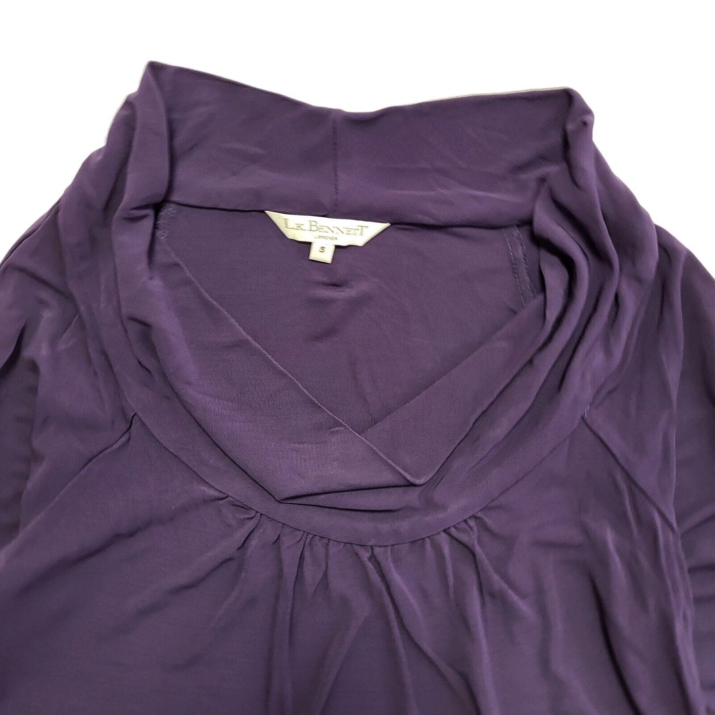 L.K.Bennett Vintage Y2K Purple 3/4 Sleeve Cowl Neck Top Womens UK S