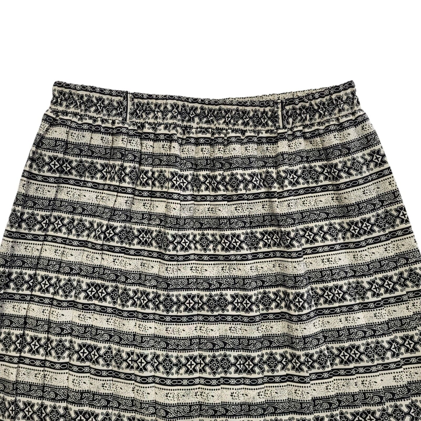 Vintage 90's Black & Beige Pleated Midi Skirt A-Line Womens UK 14 W32