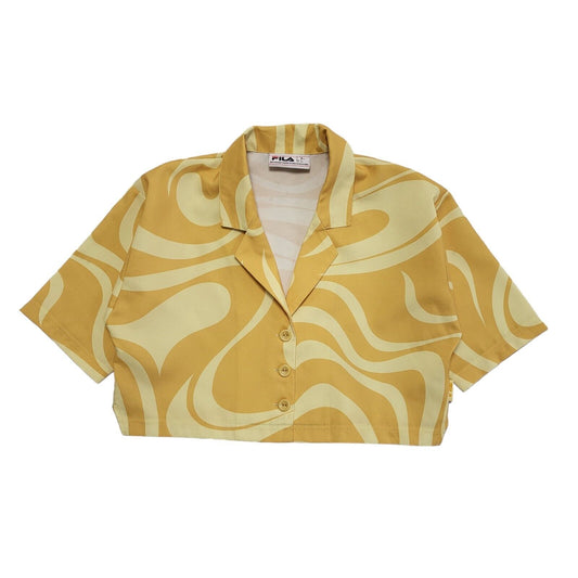 Fila Yellow Cropped Short Sleeve Shirt Uk Women's Size Small