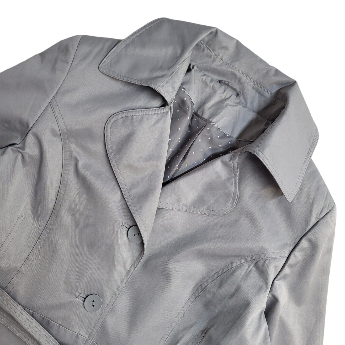 M&Co Grey Vintage Y2K Button & Belted Rain Coat Uk Women's Size 18