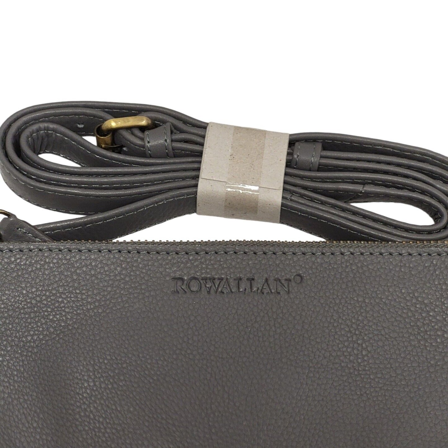 Rowallan Grey Zip Leather Mini Shoulder Bag Uk Women's Size 5" x 9" Bnwt