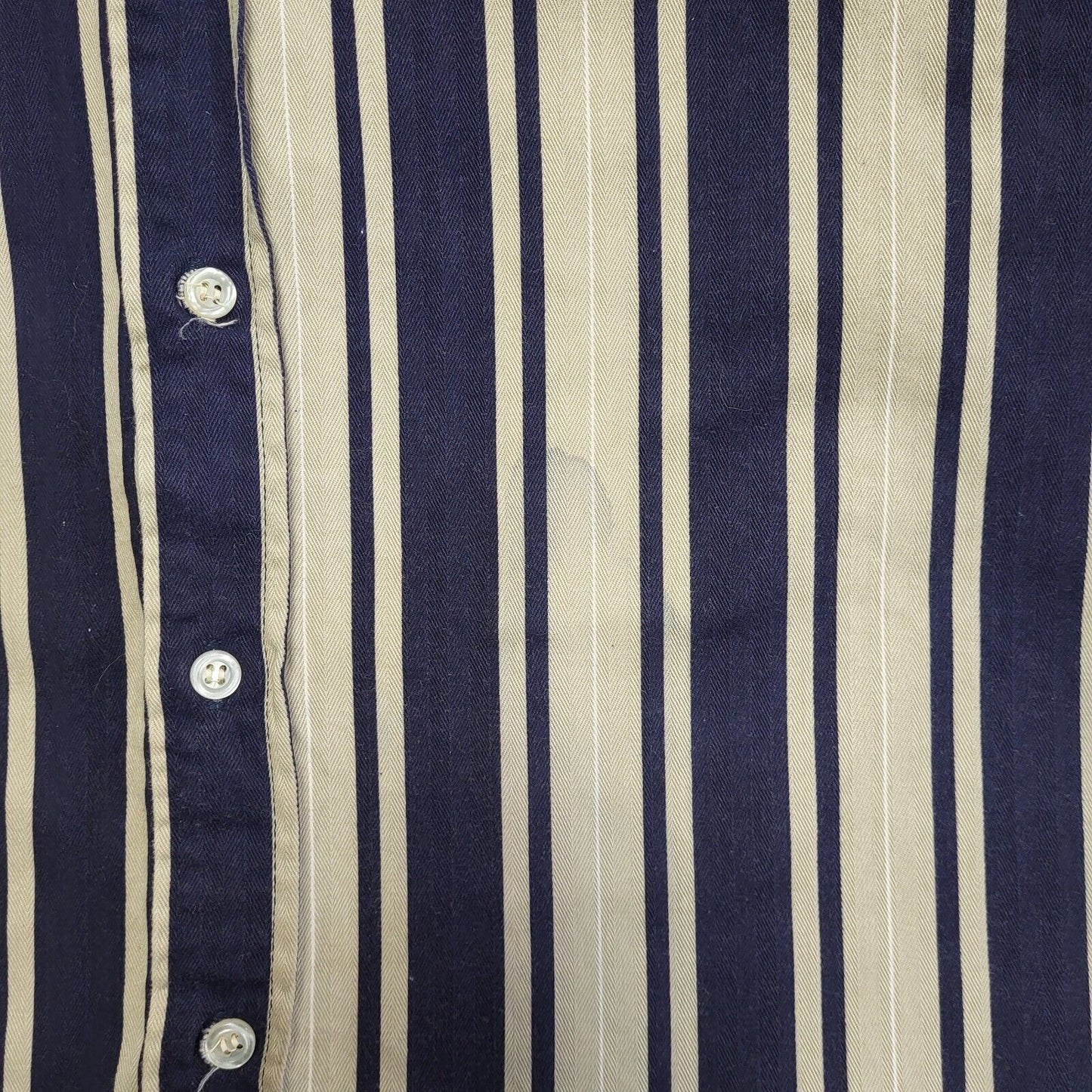 Heavy Construction 90's Blue & Beige Striped Long Sleeve Shirt Men's UK Size XL