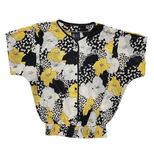 Sixth Sense Vintage Y2K Black, Yellow & White Floral Blouse Womens UK Size 14