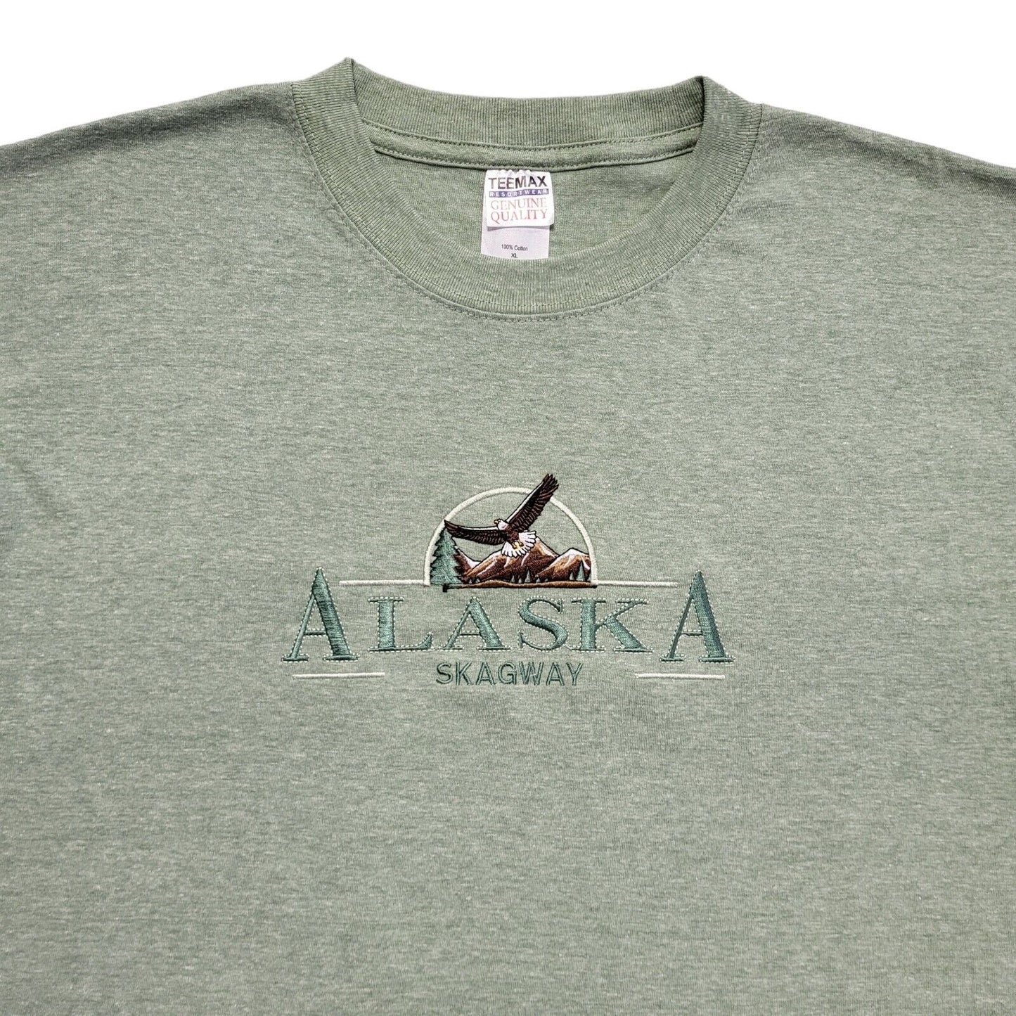 Alaska Skagway Teemax Green Vintage 90s Short Sleeve T-Shirt Uk Men's XL