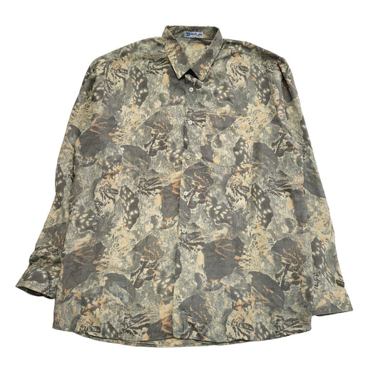 Hathalia 90's Grey & beige Abstract Long Sleeve Shirt Uk Men's UK XL