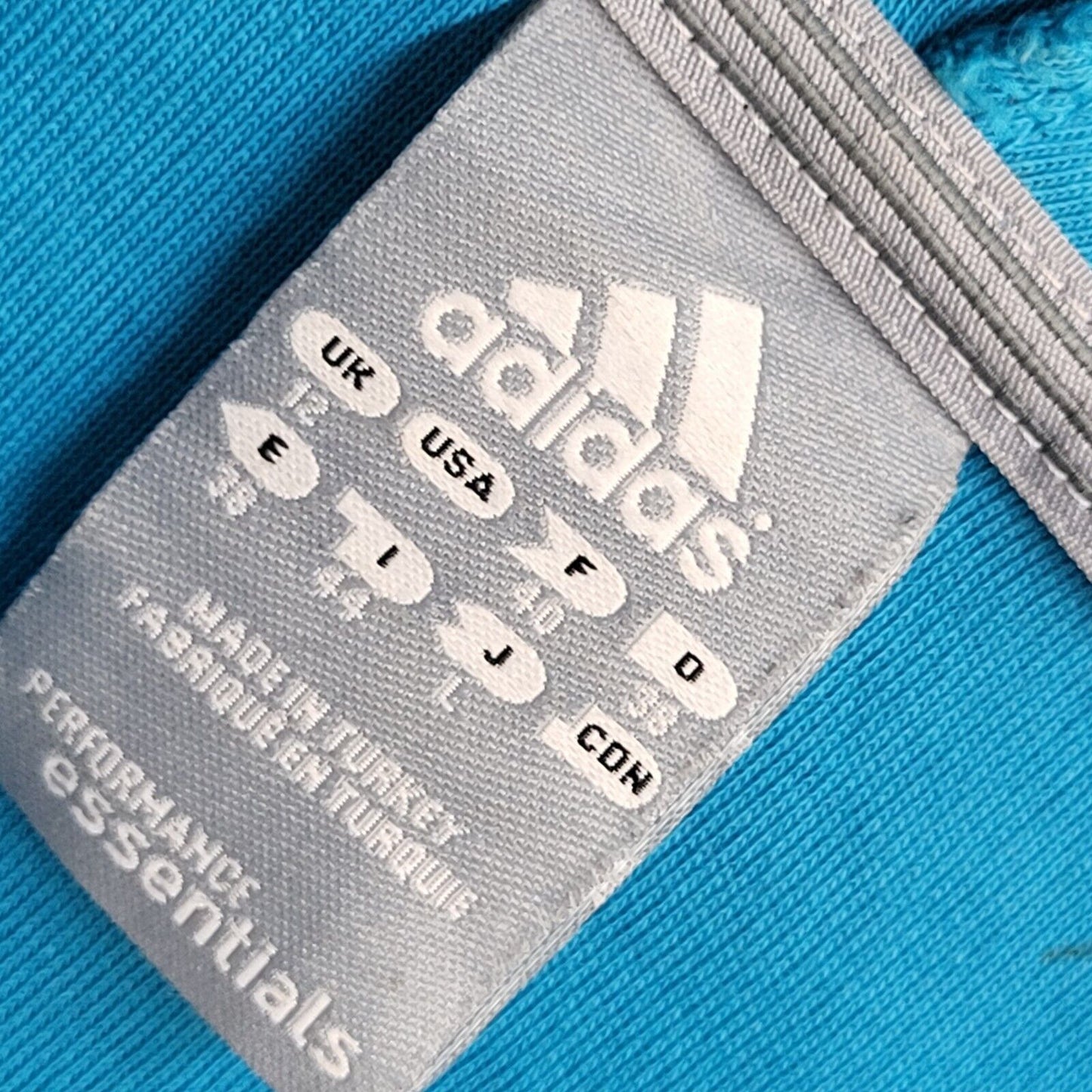 Adidas Turquoise Blue Zipped Sweatshirt Hoodie UK Women's Size 12