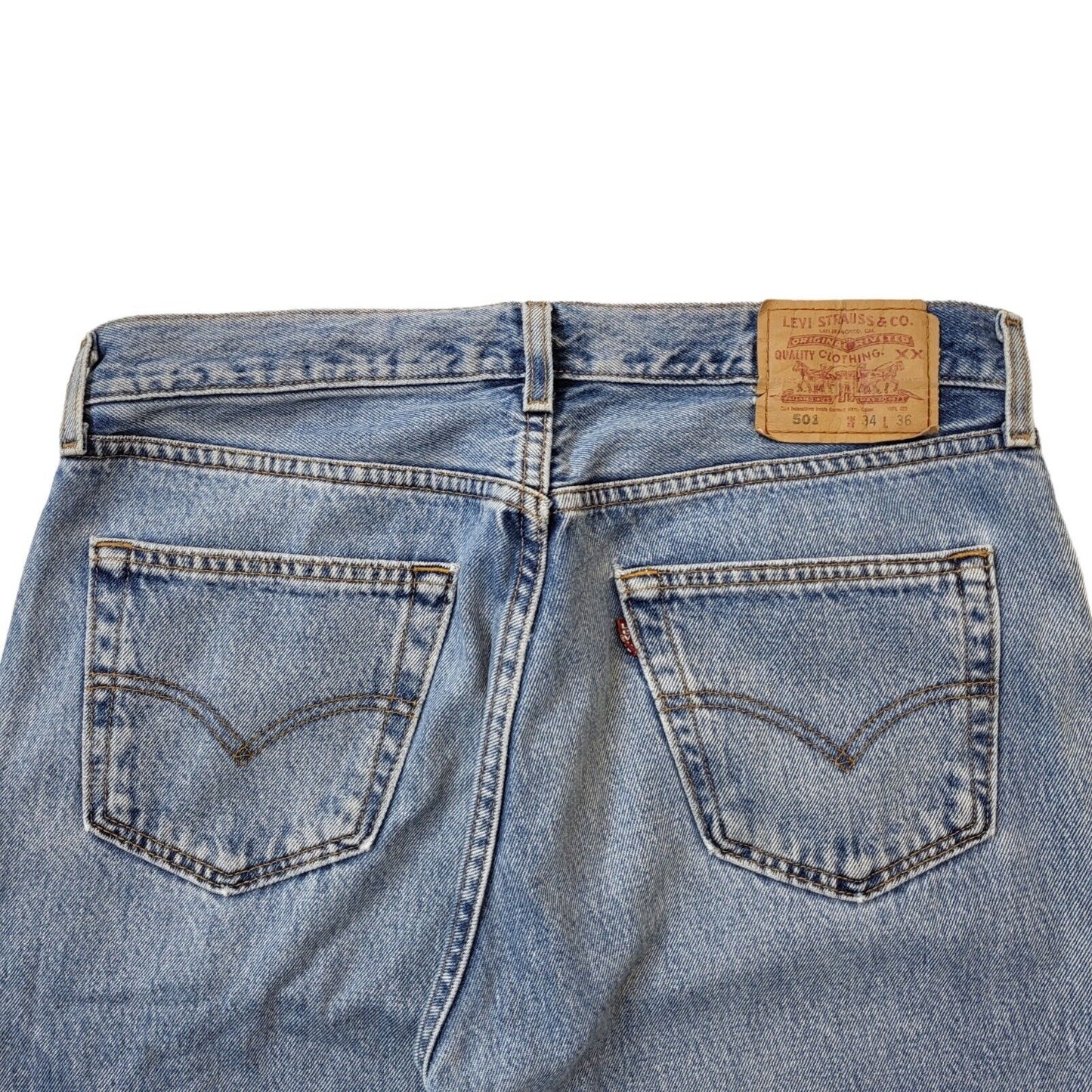 Levi's 501 Vintage 90s Light Blue Wide Leg Denim Jeans Men's Size L W34 L28