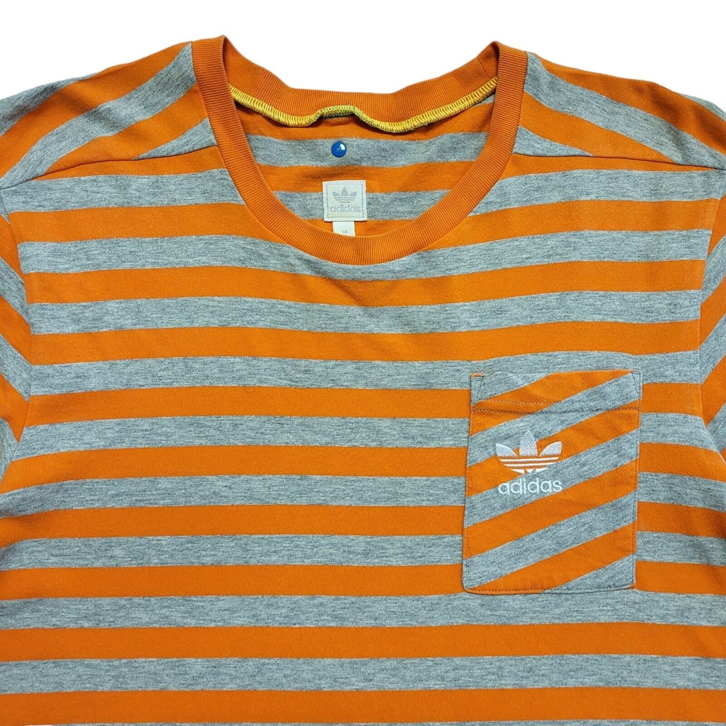 Adidas Orange & Grey Striped Vintage 90s T-Shirt Uk Men's Medium