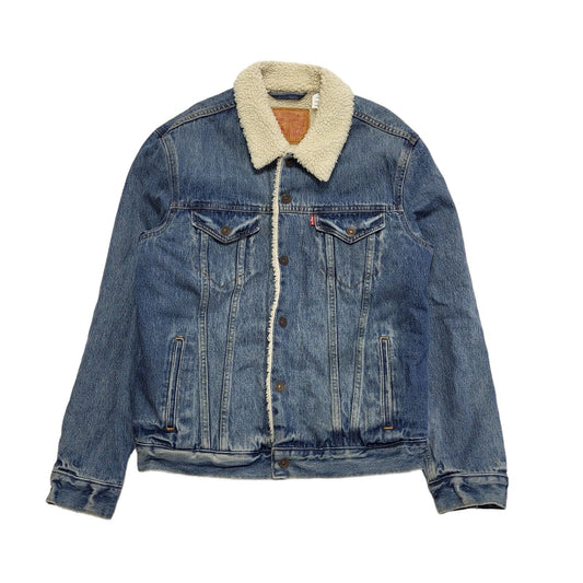 Levi's Light Blue Button Denim Fleece Sherpa Jacket Uk Men's Size M