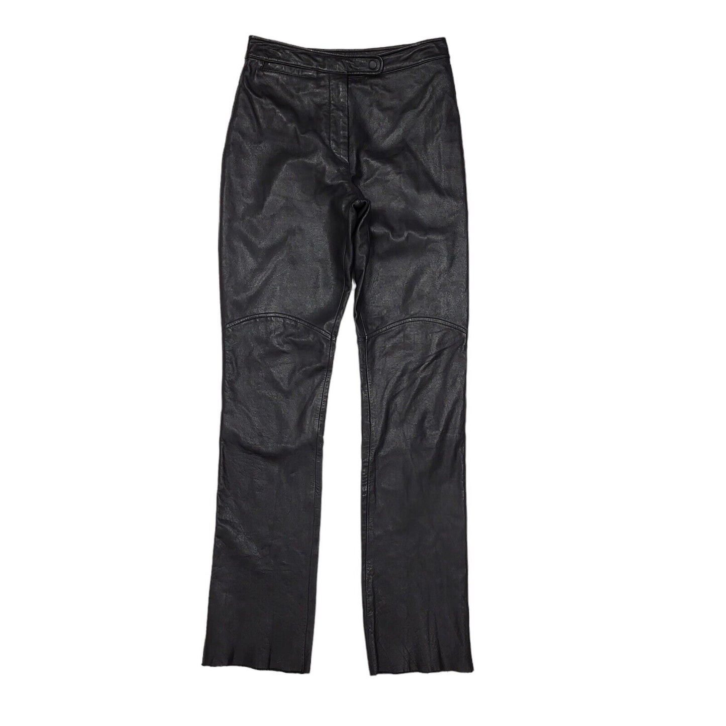 Wilsons Maxima 90s Straight Leg Black Leather Trousers Uk Women's 10 W28 L34