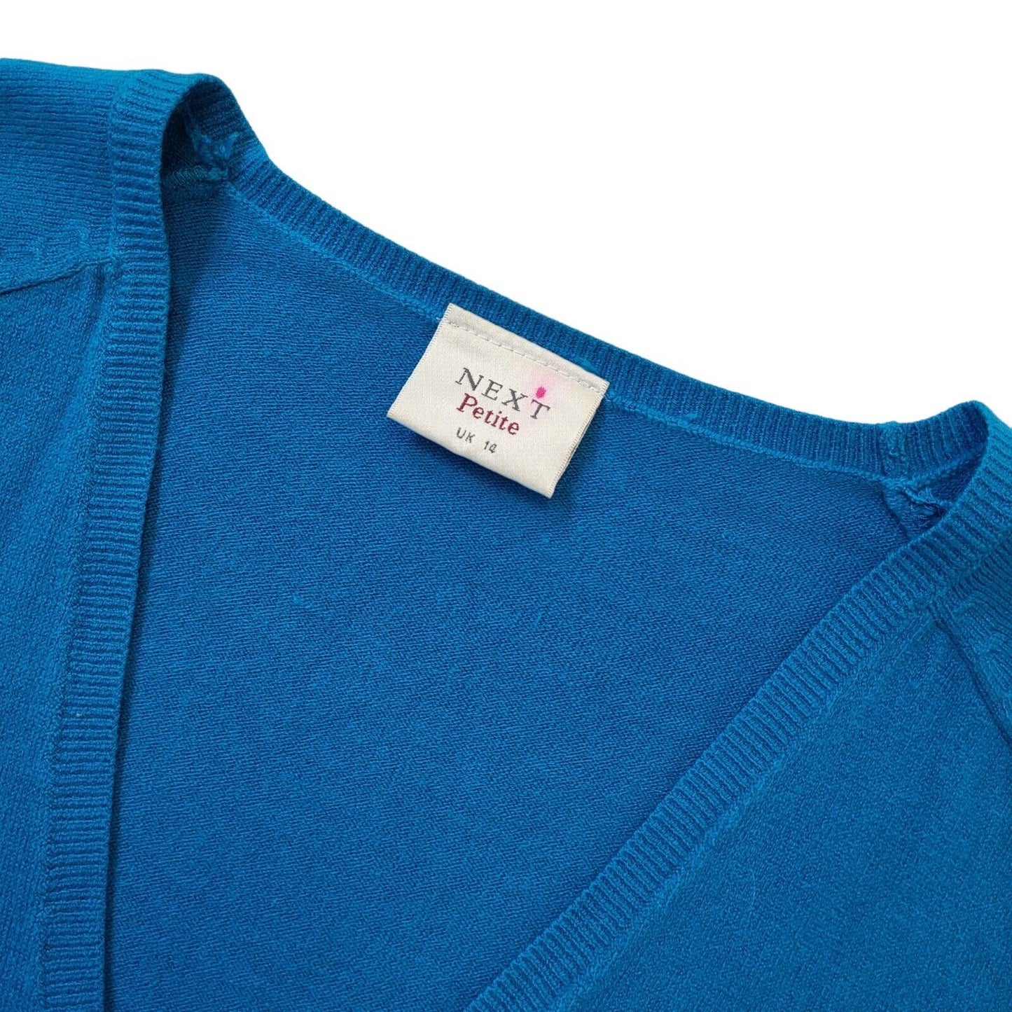 Next Y2K Petite Blue Cropped Button Up Cardigan Womens UK Size 14