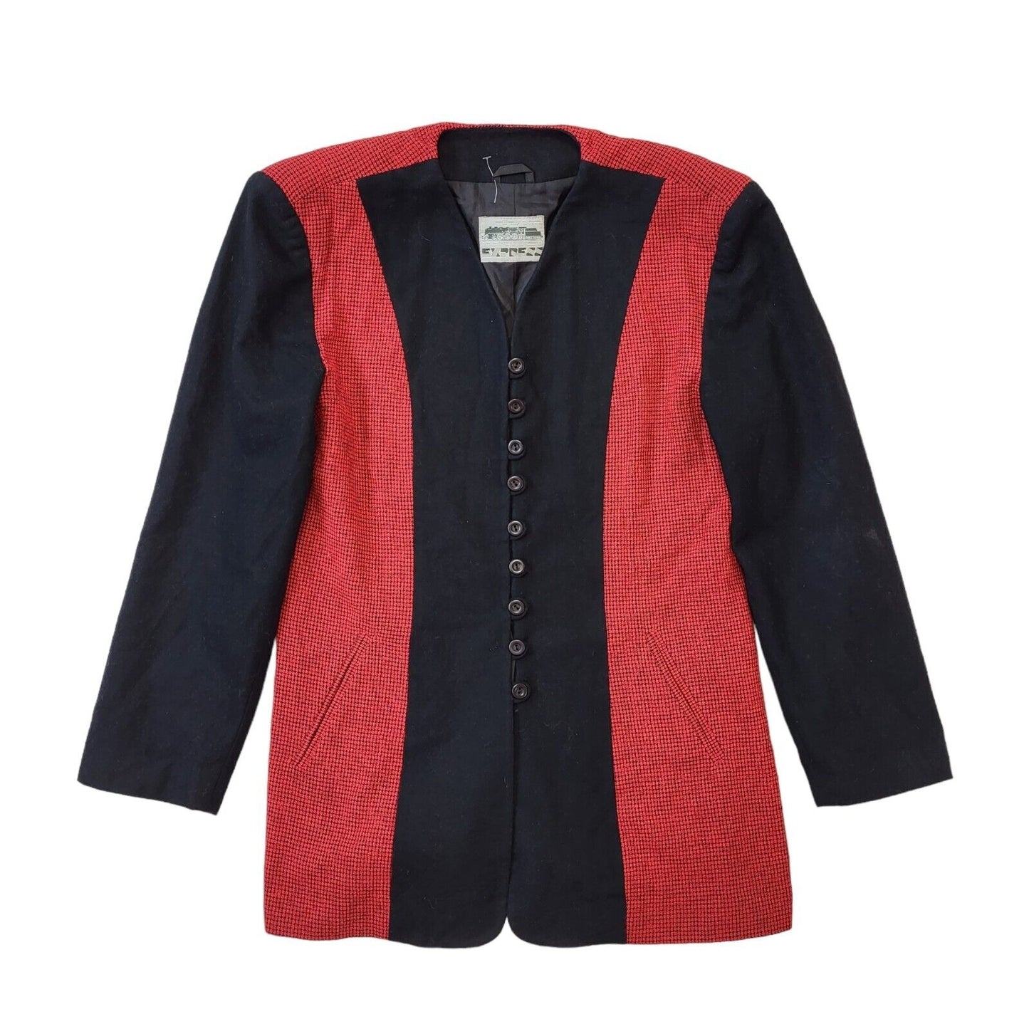 Express 80s Vintage Black & Red Button Up Blazer Women's Size Small