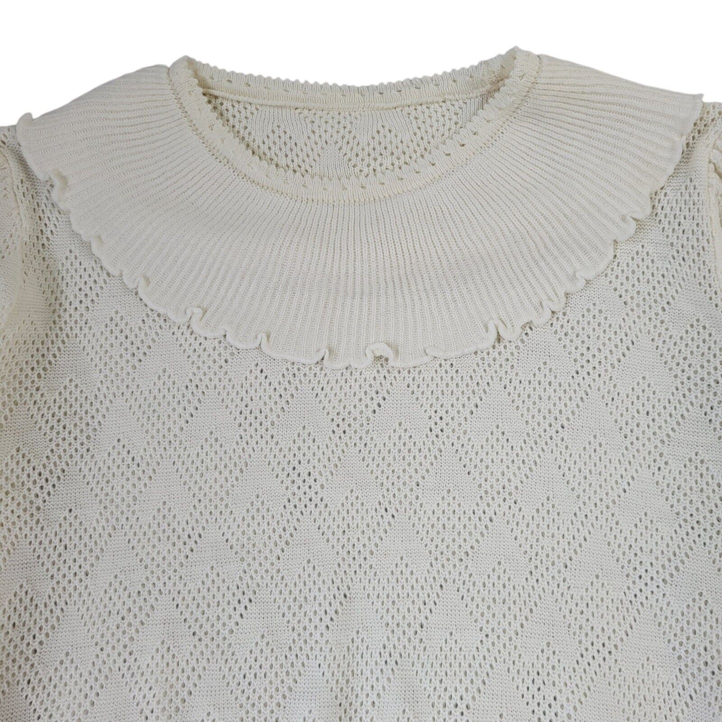 Vintage 80s Cream Roll Neck Long Sleeve Knitted Jumper Uk Women's Size 8/10