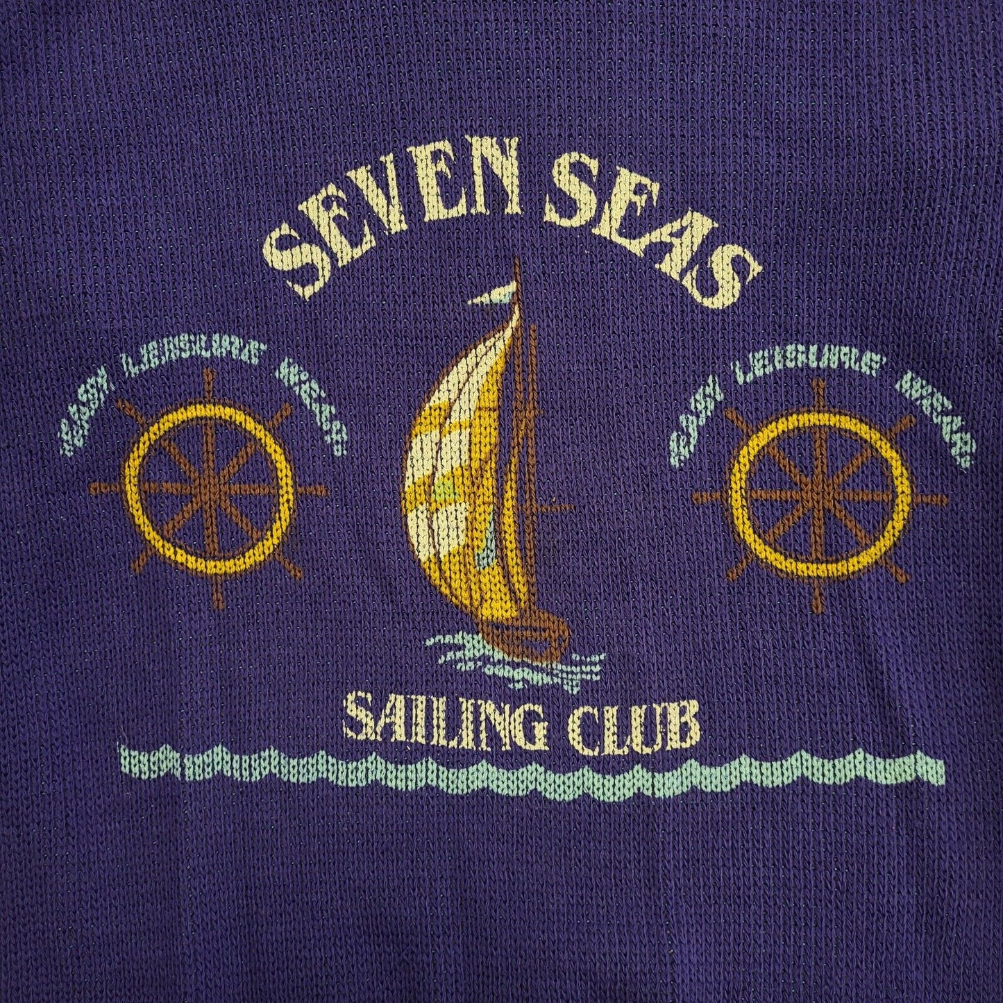 Seven Seas Sailing 80s Blue Crew Neck Acrylic Jumper Men's Size Medium