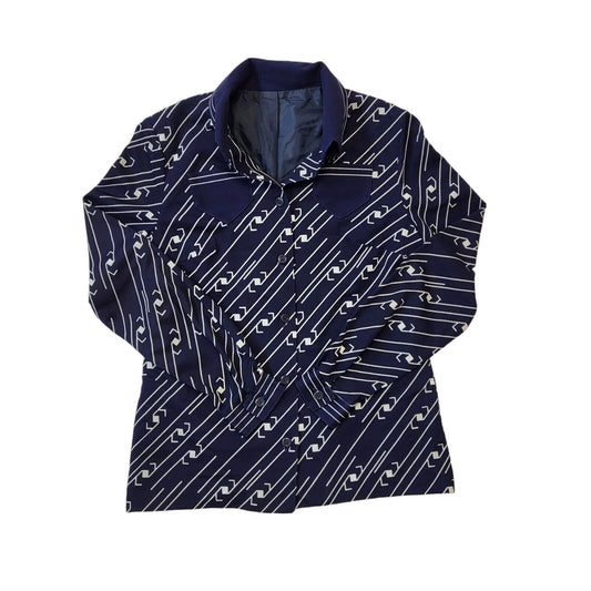 Lerose 70s Vintage Navy Blue & White Blouse Women's Size 14