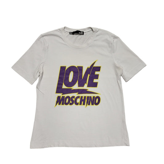 Moschino Love Y2K Vintage Round Neck White T-Shirt Women's Size 14 XLarge