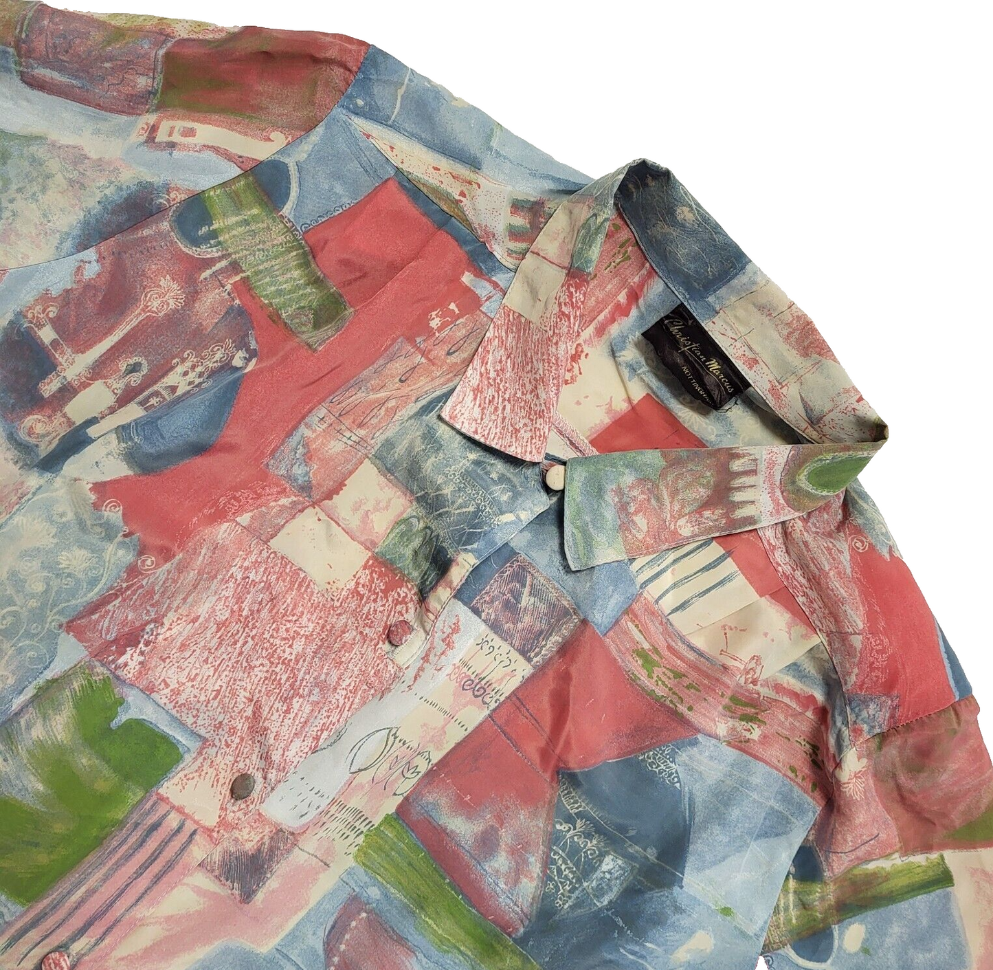 Christopher Marcus Vintage 90's Pink & Blue Retro Shirt Womens UK Size 14