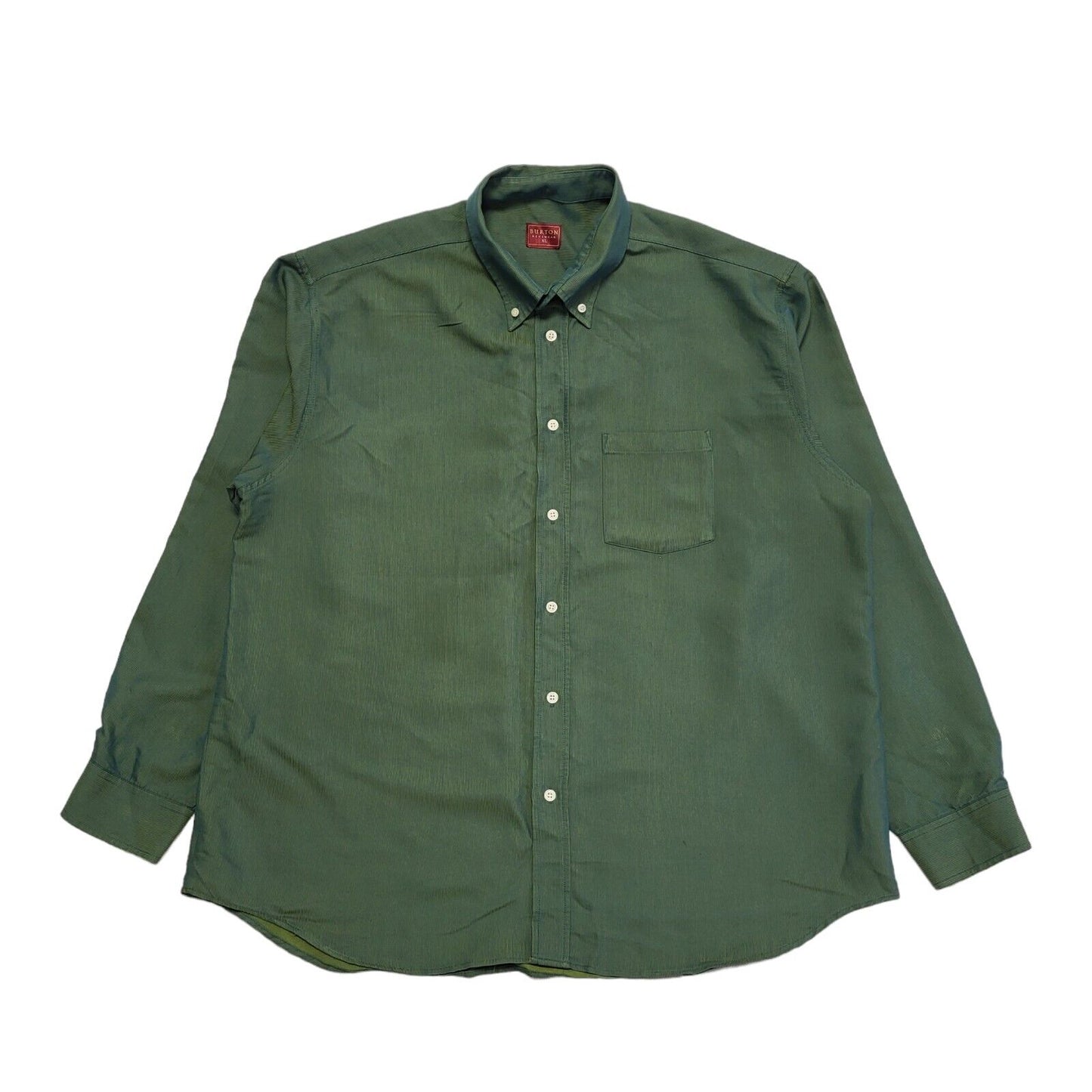 Burton Vintage 90's Green Striped Relaxed Fit Long Sleeve Shirt Men's UK Size XL