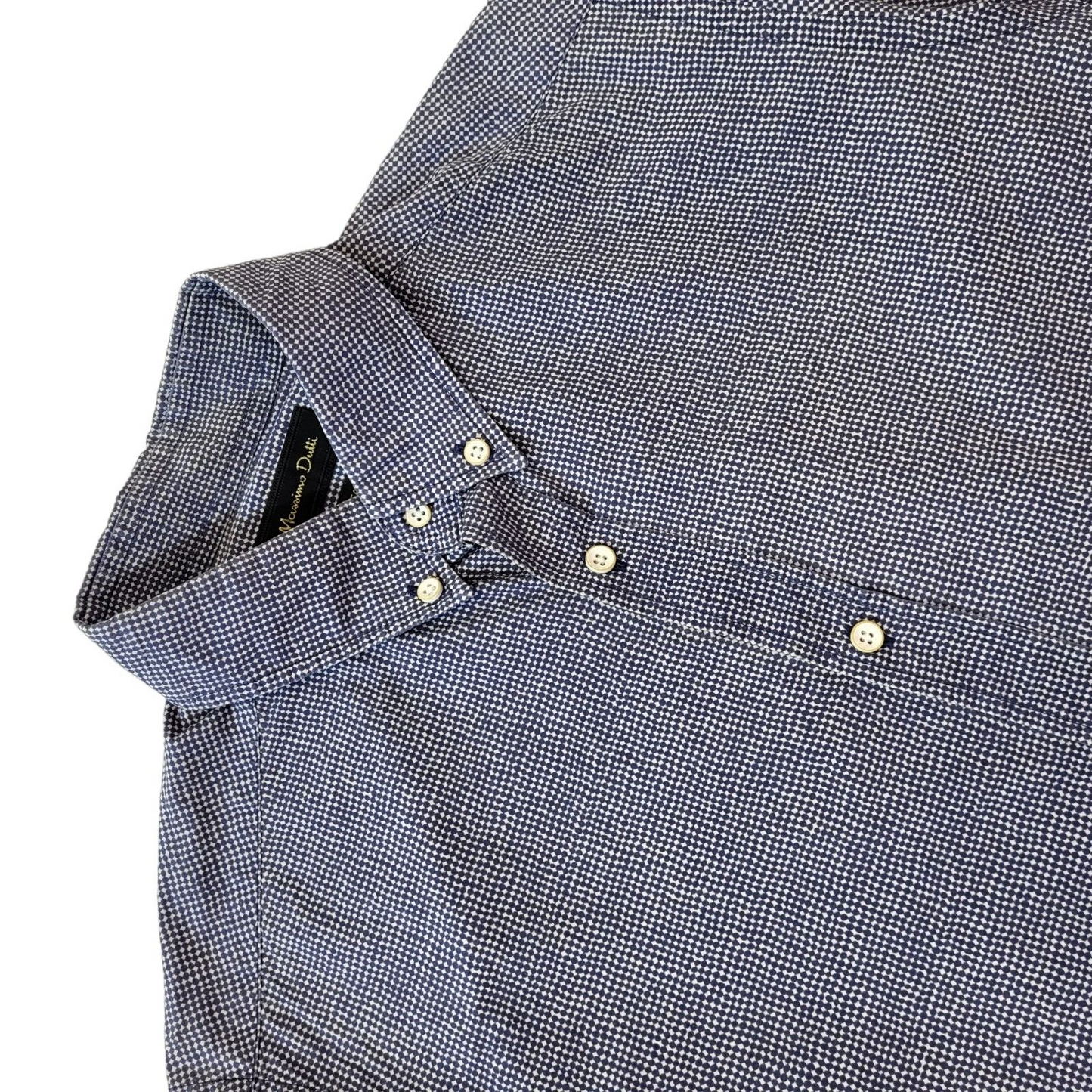Massimo Dutti Y2K Vintage Blue & White Check Shirt Men's Size Small