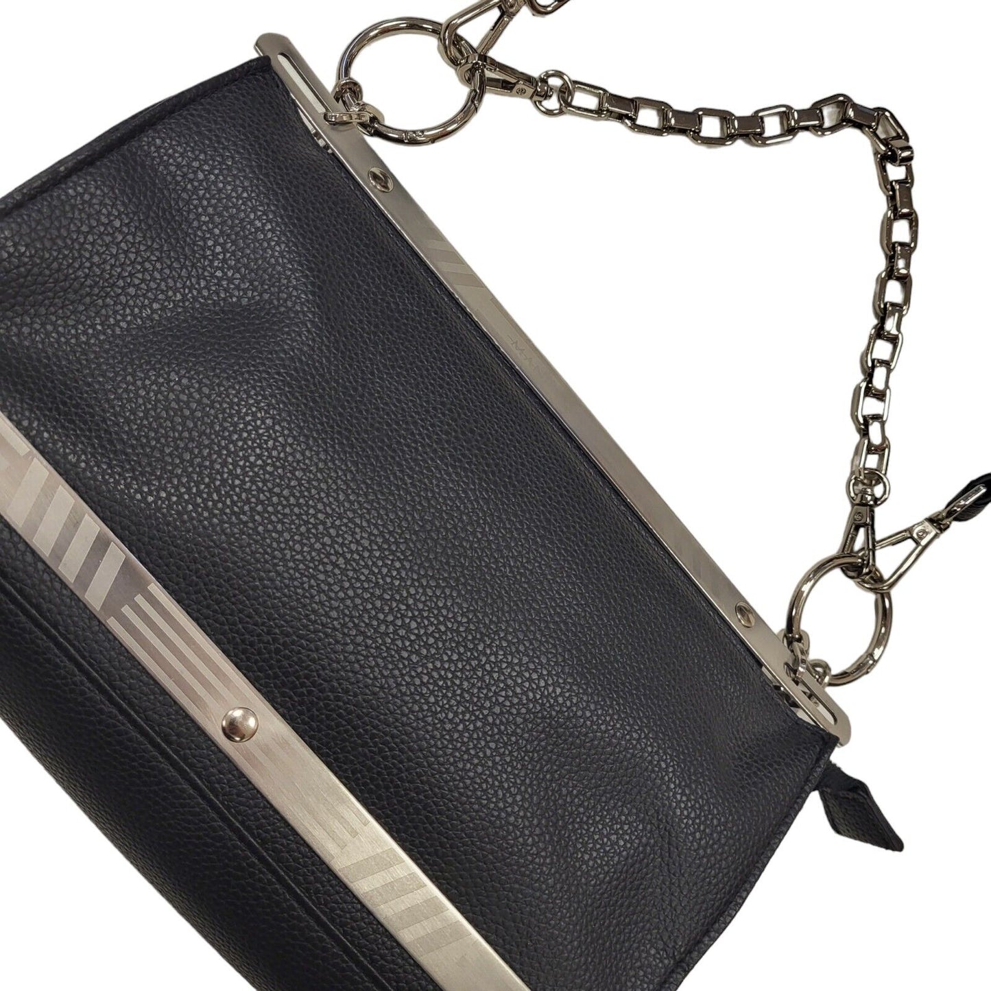 Maniere De Voir Vintage Black Leather Shoulder Bag Uk Women's Size  10" x 6"